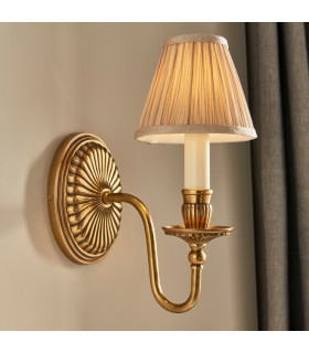 Fitzroy 1 Light Indoor Candle Wall Light Brass with Beige Shade E14-2