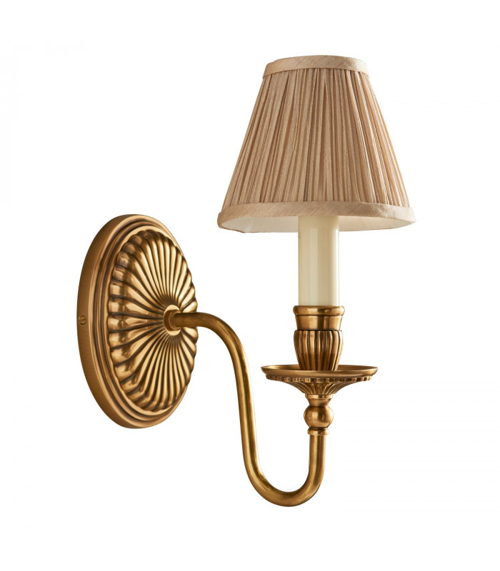 Fitzroy 1 Light Indoor Candle Wall Light Brass with Beige Shade E14-10