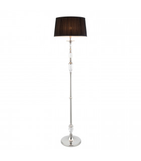 Polina 1 Light Floor Lamp Polished Nickel Plate with Black Shade E27-1