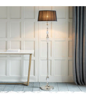 Polina 1 Light Floor Lamp Polished Nickel Plate with Black Shade E27-2