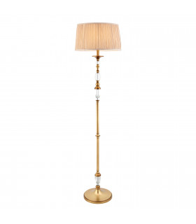 Polina 1 Light Floor Lamp Antique Brass with Beige Shade E27-1