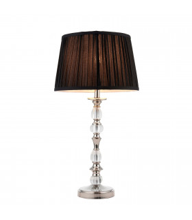 Polina 1 Light Medium Table Lamp Polished Nickel Plate with Black Shade E27-1