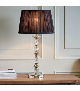 Polina 1 Light Medium Table Lamp Polished Nickel Plate with Black Shade E27-2