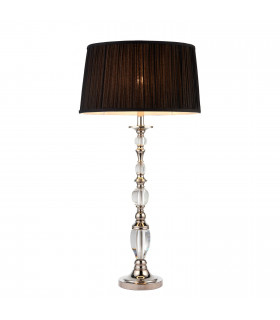 Polina 1 Light Large Table Lamp Polished Nickel Plate with Black Shade E27-1