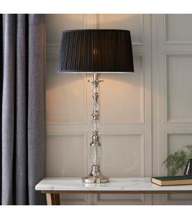 Polina 1 Light Large Table Lamp Polished Nickel Plate with Black Shade E27-2