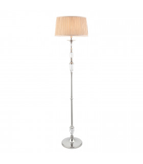 Polina 1 Light Floor Lamp Polished Nickel Plate with Beige Shade E27-1