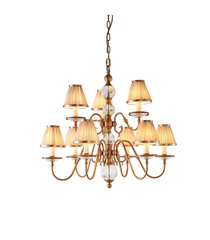 Tilburg 9 Light Multi Arm Chandelier Antique Brass Finish E14-1