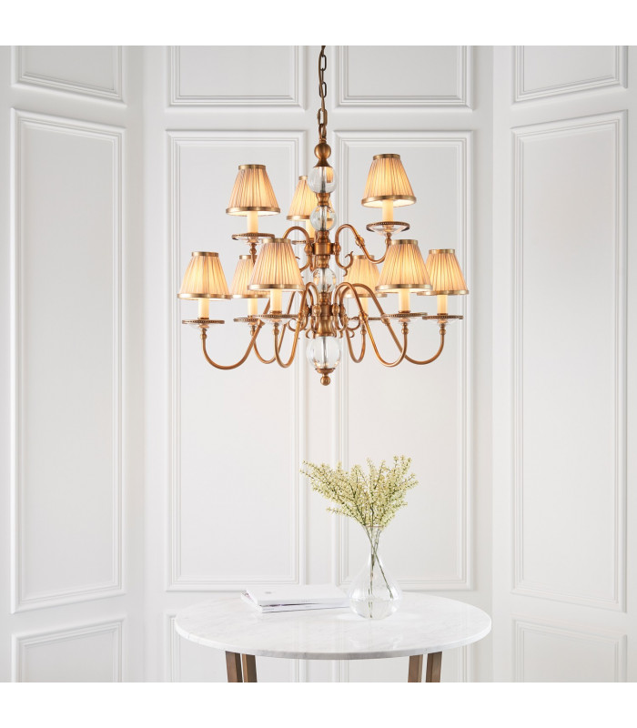 Tilburg 9 Light Multi Arm Chandelier Antique Brass Finish E14-3