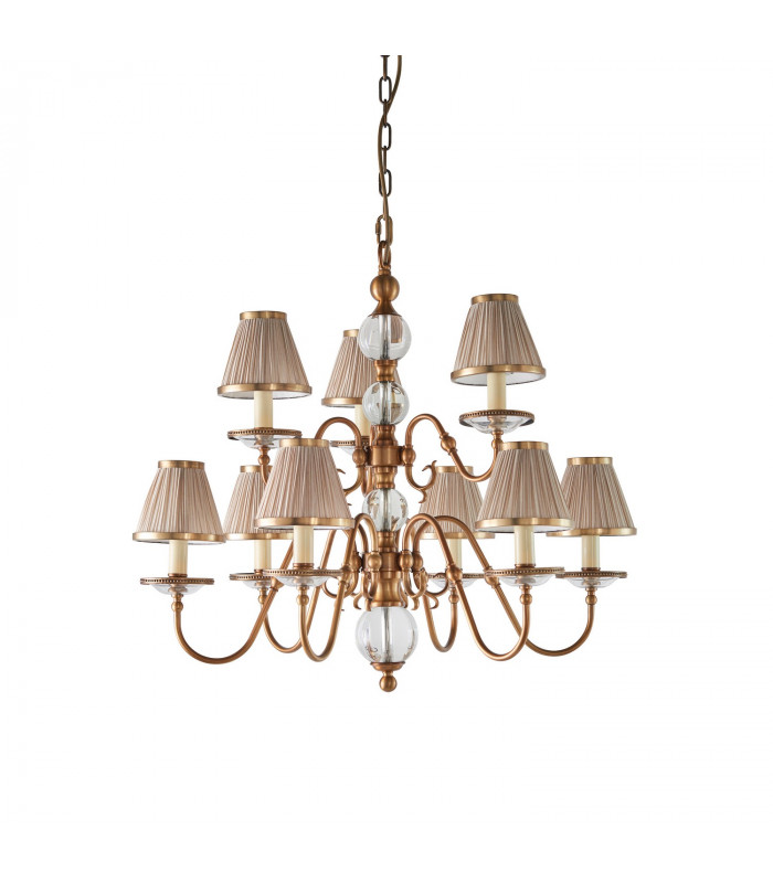 Tilburg 9 Light Multi Arm Chandelier Antique Brass Finish E14-10