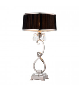 Oksana 1 Light Medium Table Lamp Polished Nickel Plate with Black Shade E14-1