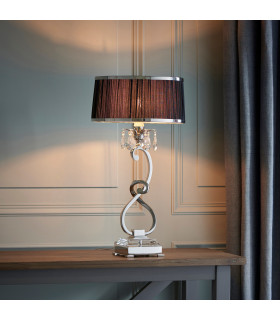 Oksana 1 Light Medium Table Lamp Polished Nickel Plate with Black Shade E14-2
