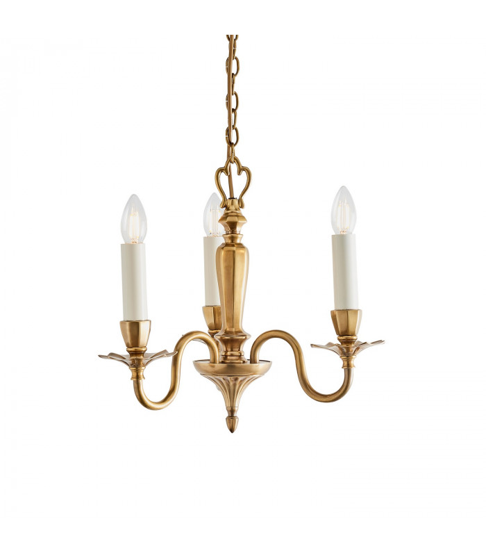 Asquith 3 Light Multi Arm Ceiling Pendant Chandelier Solid Brass E14-1