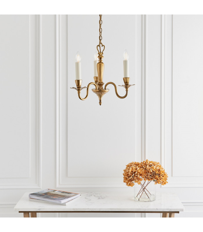 Asquith 3 Light Multi Arm Ceiling Pendant Chandelier Solid Brass E14-3