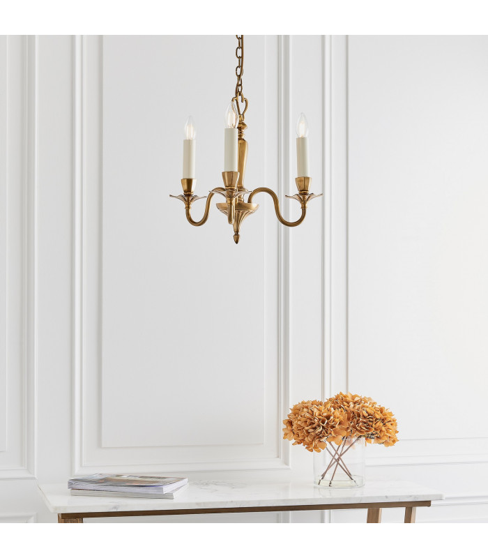 Asquith 3 Light Multi Arm Ceiling Pendant Chandelier Solid Brass E14-4
