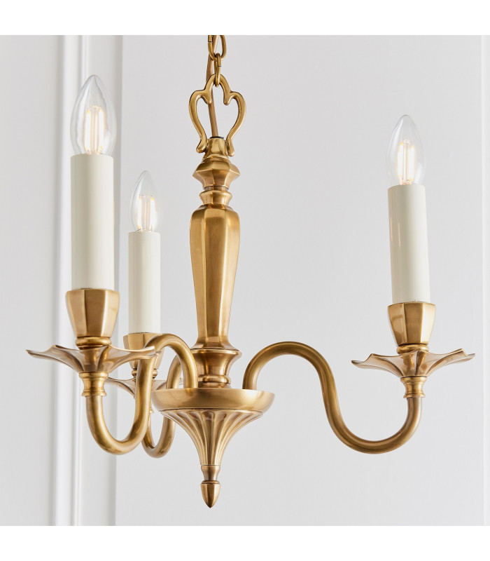 Asquith 3 Light Multi Arm Ceiling Pendant Chandelier Solid Brass E14-5