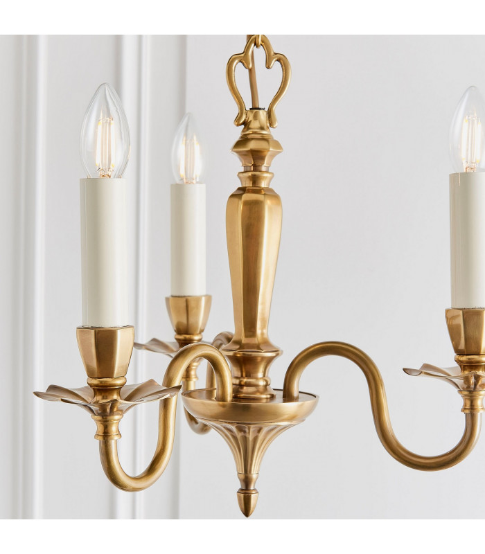 Asquith 3 Light Multi Arm Ceiling Pendant Chandelier Solid Brass E14-6