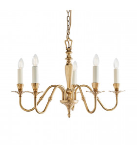 Asquith 5 Light Multi Arm Ceiling Candle Pendant Solid Brass E14-1