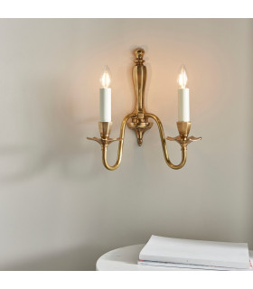 Asquith 2 Light Indoor Twin Candle Wall Light Solid Brass E14-2