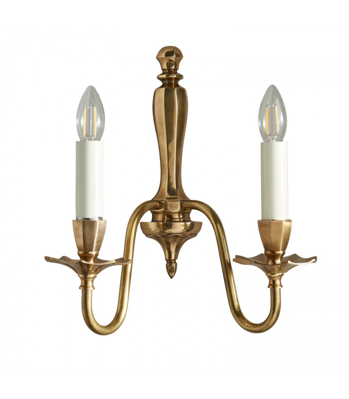 Asquith 2 Light Indoor Twin Candle Wall Light Solid Brass E14-5