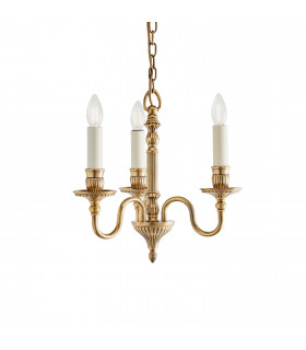 Fitzroy 3 Light Multi Arm Ceiling Candle Pendant Brass Ivory E14-1