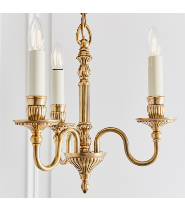 Fitzroy 3 Light Multi Arm Ceiling Candle Pendant Brass Ivory E14-6