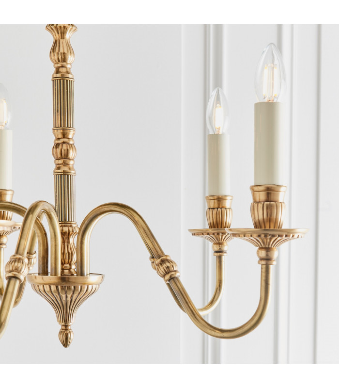 Fitzroy 5 Light Multi Arm Ceiling Candle Pendant Brass Ivory E14-7