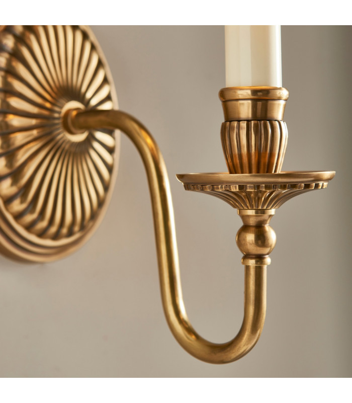 Fitzroy 1 Light Indoor Candle Wall Light Brass Ivory E14-4