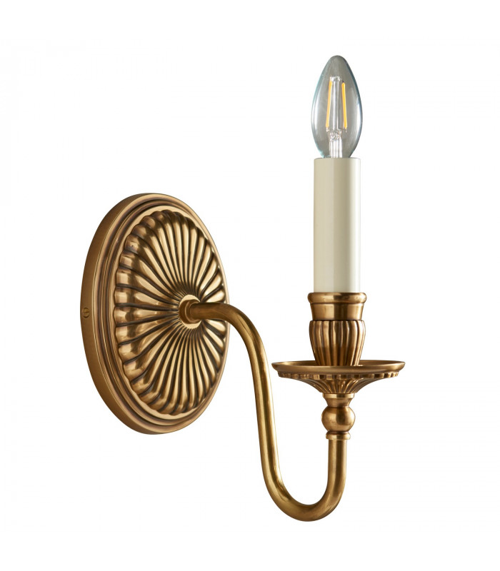 Fitzroy 1 Light Indoor Candle Wall Light Brass Ivory E14-8