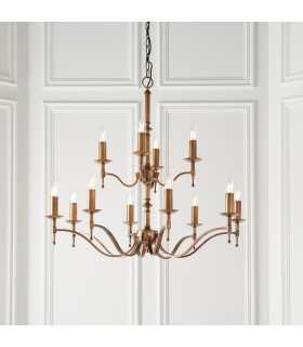 Stanford 12 Light Chandelier Antique Brass Finish E14-2
