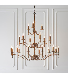 Stanford 21 Light Chandelier Antique Brass Finish E14-2