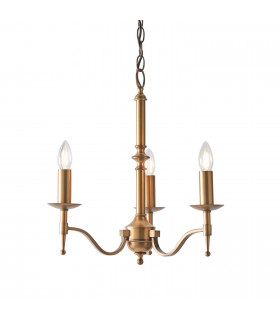 Stanford 3 Light Multi Arm Ceiling Pendant Chandelier Antique Brass E14-1