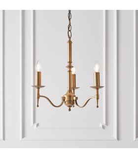 Stanford 3 Light Multi Arm Ceiling Pendant Chandelier Antique Brass E14-2