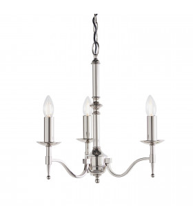 Stanford 3 Light Multi Arm Ceiling Pendant Chandelier Polished Nickel E14-1