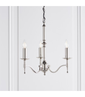 Stanford 3 Light Multi Arm Ceiling Pendant Chandelier Polished Nickel E14-2