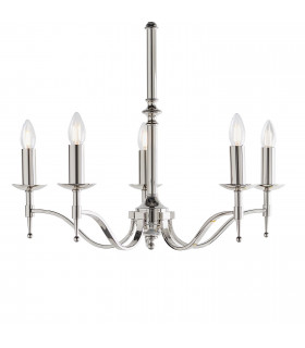 Stanford 5 Light Multi Arm Ceiling Pendant Chandelier Polished Nickel E14-1