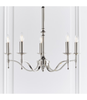 Stanford 5 Light Multi Arm Ceiling Pendant Chandelier Polished Nickel E14-2