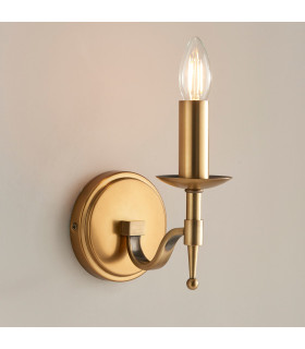 Stanford 1 Light Indoor Candle Wall Light Antique Brass E14-2