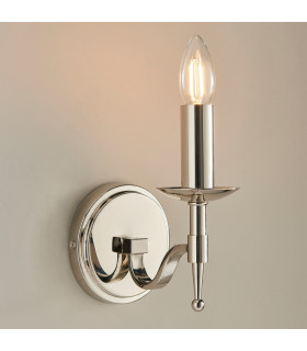 Stanford 1 Light Indoor Candle Wall Light Polished Nickel Plate E14-2