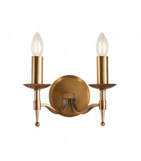 Stanford 2 Light Indoor Twin Candle Wall Light Antique Brass E14-1