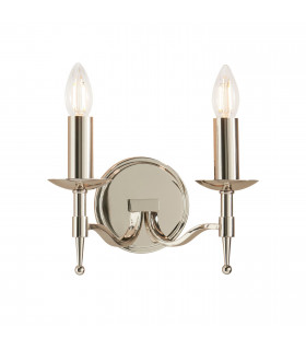 Stanford 2 Light Indoor Twin Candle Wall Light Polished Nickel Plate E14-1