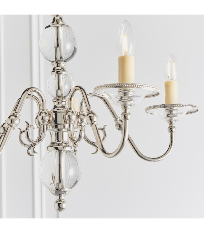 Tilburg 5 Light Multi Arm Ceiling Pendant Chandelier Polished Nickel Clear Crystal E14-5