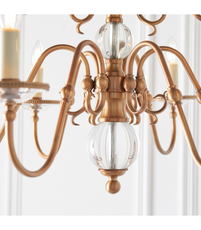 Tilburg 9 Light Chandelier Crystal Antique Brass Finish E14-6