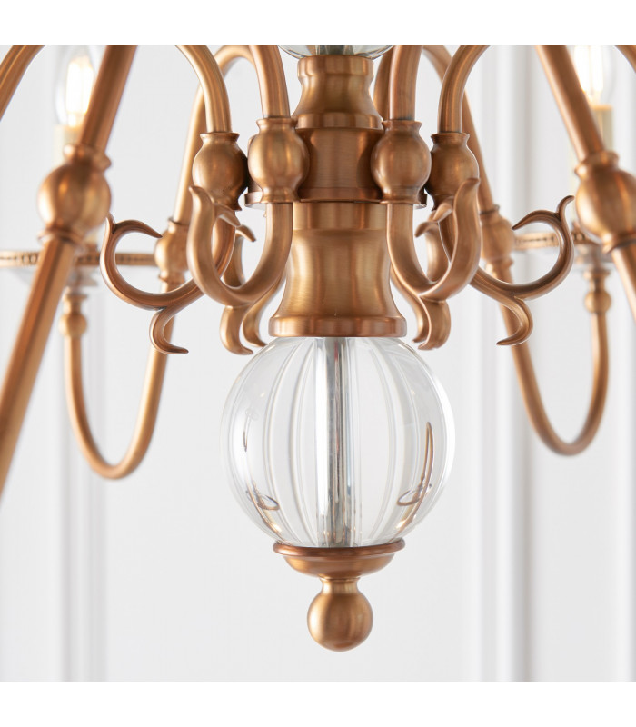 Tilburg 9 Light Chandelier Crystal Antique Brass Finish E14-7