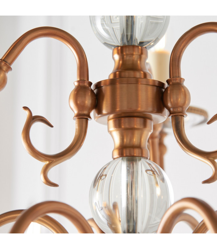 Tilburg 9 Light Chandelier Crystal Antique Brass Finish E14-8