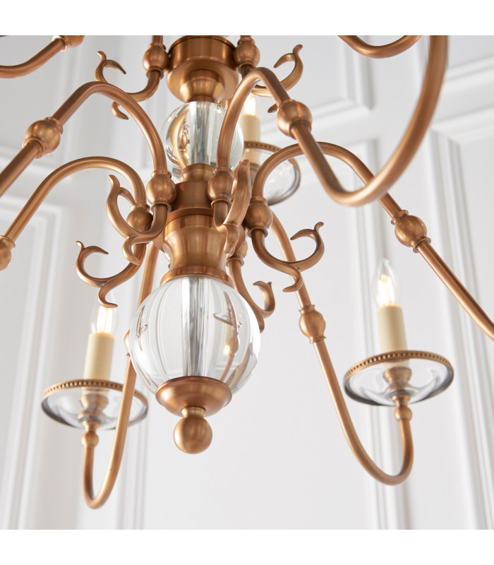 Tilburg 9 Light Chandelier Crystal Antique Brass Finish E14-9