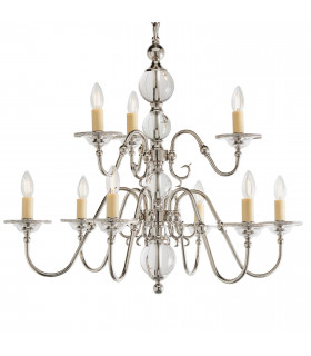 Tilburg 9 Light Chandelier Polished Nickel Plate & Crystal Finish E14-1