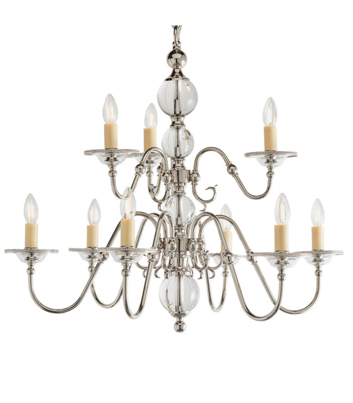 Tilburg 9 Light Chandelier Polished Nickel Plate & Crystal Finish E14-1