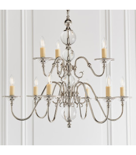 Tilburg 9 Light Chandelier Polished Nickel Plate & Crystal Finish E14-2