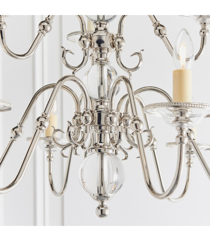 Tilburg 9 Light Chandelier Polished Nickel Plate & Crystal Finish E14-4