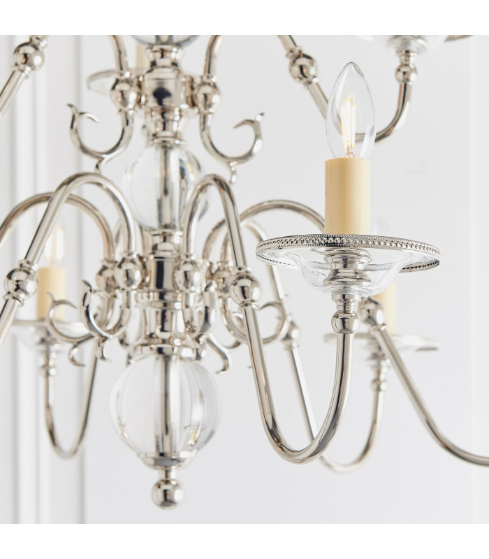 Tilburg 9 Light Chandelier Polished Nickel Plate & Crystal Finish E14-5